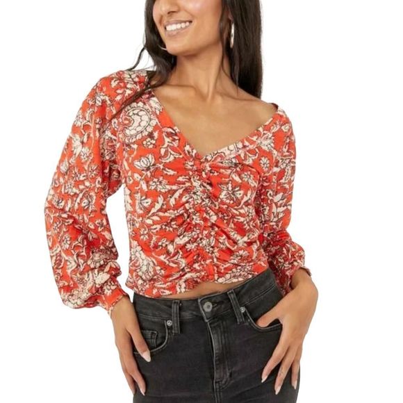 Free People Say The Word Top / Ruby Red Combo Size Small NWT - Picture 1 of 12